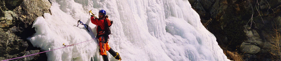 Water falls ice climbing AOSTA Valley header