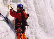 Water falls ice climbing